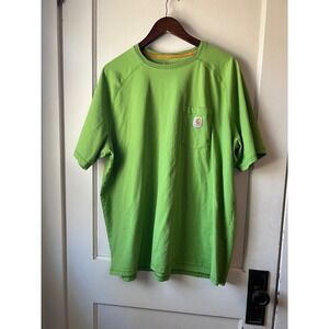 Carhartt Mens 2XL Lime Green Short Sleeve‎ Pocket T Shirt Workwear